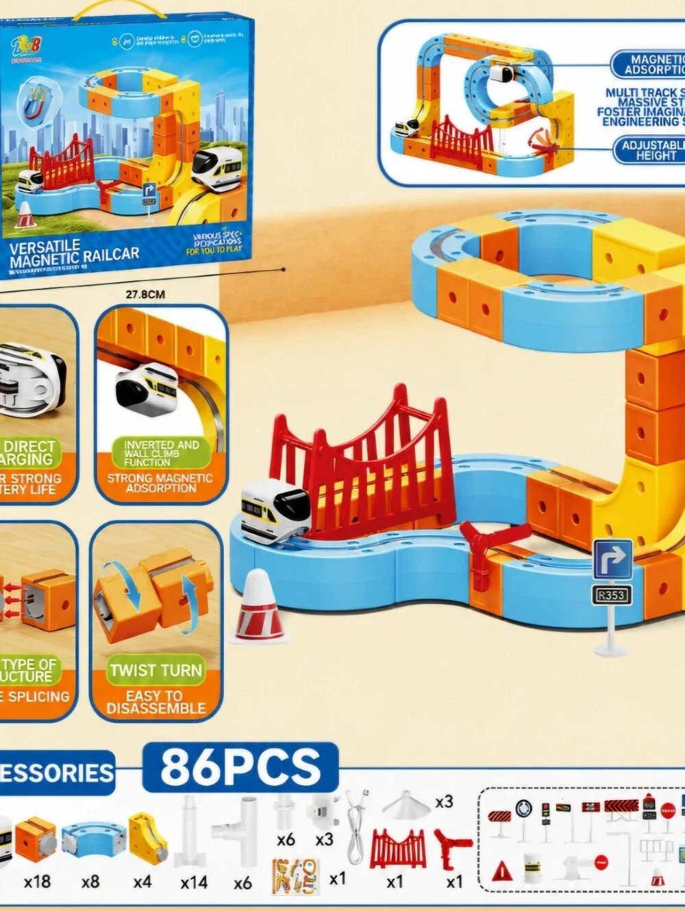 New Kids Electric Train STEM Building Track